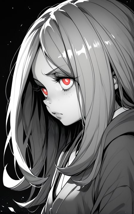 <lora:Sucy:1> sucy manbavaran, little witch academia, <lora:MythM4ngaStyle:1> monochrome, red eyes, black background,, score_9, score_8_up, score_7_up, score_6_up, score_5_up, score_4_up, BREAK