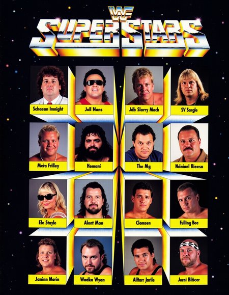 a 1980s top title 3D Superstars roster poster