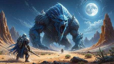 alien landscape, full body Biomechanical towering metallic giant monsters, Ancient petrified forests frozen in time, Chiseled arches framing endless desert vistas , alien flora, alien fauna, Moonlight, <lora:Rainbow_Style:0.6>, <lora:RMSDXL_Creative:0.4>  <lora:XL_boss_battle:1> Bosstyle, highly detailed, photorealism, hyperrealism, sharp focus