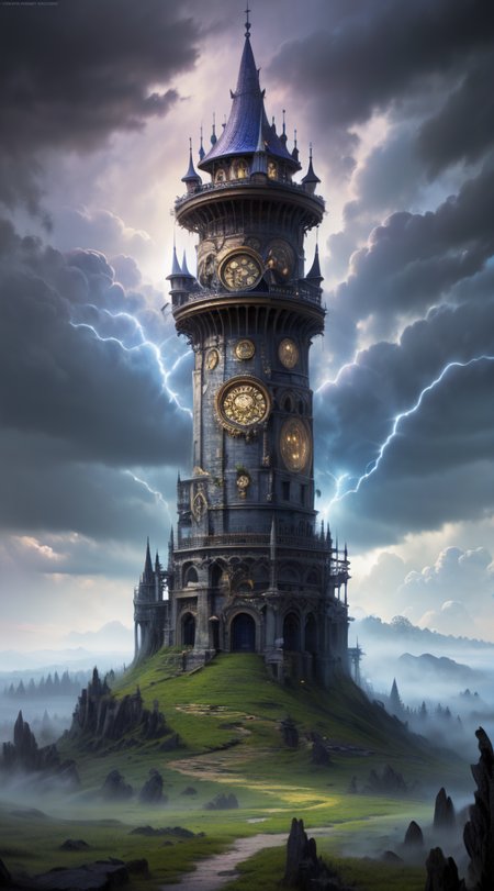 Masterwork Painting, Magnum Opus, 
HDR photo of 
Dreamscape, 
ethereal fantasy concept art of  
 <lora:Wizard_Tower-10:0.75> witow, castle, cloud, cloudy sky, grass, no humans, scenery, sky, tower, tree, 
 <lora:locon_conceptlightning_v1_from_v1_64_32:1> lghtnngprsn, lightning, storm,
. magnificent, celestial, ethereal, painterly, epic, majestic, magical, fantasy art, cover art, dreamy,
. Surreal, ethereal, dreamy, mysterious, fantasy, highly detailed,
. High dynamic range, vivid, rich details, clear shadows and highlights, realistic, intense, enhanced contrast, highly detailed,
  highres, 8k, uhd, High Dynamic Range, tonemapping, crisp details,  intricate details, fine details