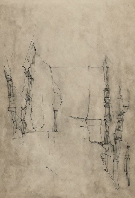 a professional hand sketch of architecture,
(POV view , DOF, first people view from the entrance, low angle shot:1.4),
(Ancient civilization, Alien Prometheus movie scene, dune movie scene:1.5), (The colonial city of the future, in the mist-filled Grand Canyon, on an unknown Earth-like planet, 2 moon on sky, Spaceship flight connects colonies, waterfulls:1.3), (Machu Picchu, a mountain settlement, incredibly spectacular:1.2), (Mario Botta:1.3), (avant-garde, future, reality, science fiction, photorealistic), (modern architecture:1.2), White limestone with black granite, fountain, waterfall, landmark, square, path, narrow street,
(Large Files, Ultra Realistic, 8K, 16k, FHD, HD, VFX, Perfect, Photography, composition, Architecture Sales Photography, Architecture Competition, Ultra High Resolution, Cinematography, High Resolution Image:1.1), (dramatic lighting, direct sunlight, ray tracing, clear shadow:1.2),  (real landscape:1.1), (blurred background:1.0), (urban background, more_details) ,
great lighting, extremely detailed, hillscastel, Neo Classic, Architecture sketch
