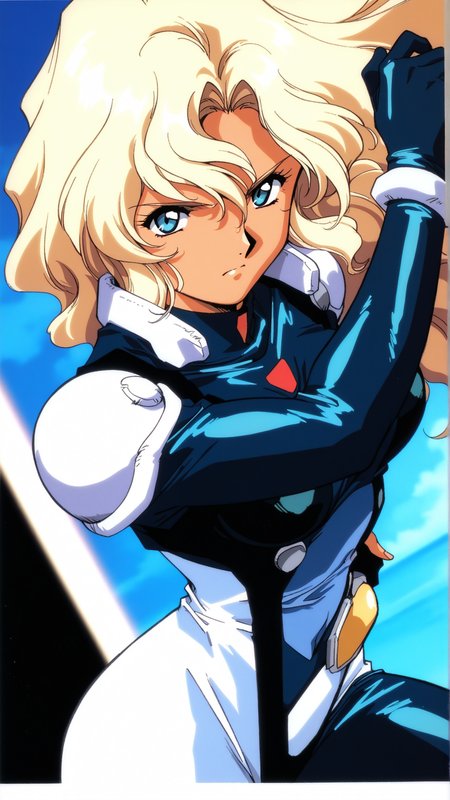 source_anime, general, best quality, masterpiece, 1girl,  <lora:Rachel_Affas_ill:1> rachel_affas\(gbattle\),blonde hair, long hair, wavy hair, blue eyes,armor,bodysuit,serious, (angry:0.7), dynamic pose, dutch angle,