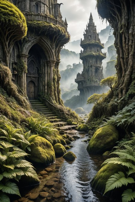 by  Ian Miller , by  Jason Edmiston , by  Tony DiTerlizzi  ,   landscape  ,  hyperdetailed photography , shallow depth of field  <lora:more_art:0.30><lora:clothing_slider:2.00><lora:great_lighting:1.30><lora:aesthetic:1.15><lora:photorealistic_portrait:1.25><lora:RMSDXL_Enhance:0.45><lora:RMSDXL_Creative:0.35><lora:RMSDXL_Photo:0.45><lora:RMSDXL_Darkness_Cinema:0.50><lora:XDetail_heavy:0.45><lora:perfect_eyes:0.15><lora:perfect_hands:0.15><lora:midjourney:-0.15><lora:looking_at_viewer:0.75><lora:dpo:0.25>