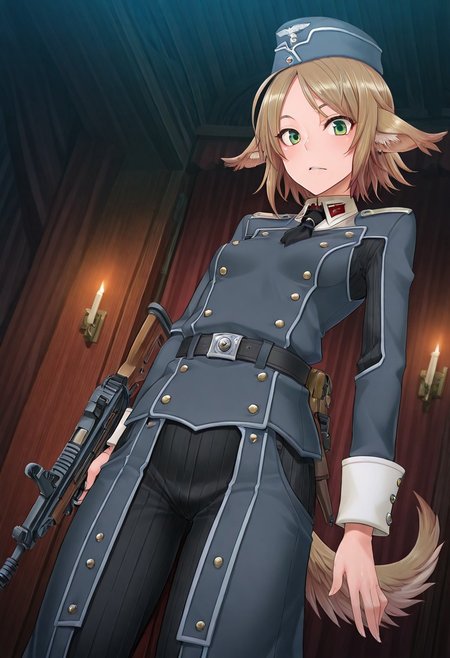 (1girl, solo) noa riads, animal ears, Green Eyes, tail, brown hair, short hair, Pretty eyes, , 1girl, solo,, brown hair,, fluffy tail, ahoge, animal ears, dog ears, small breasts, swept bangs , green eyes, animal ears, tail, , ,
Eye focus , shiny skin, shiny body, shiny hair, (best quality) , (highly detailed) ,((masterpiece)), ((best quality)), (ultra-detailed), ((extremely detailed)), (high resolution), 4K, (8K), best quality, (beautiful), (dynamic lighting), (super detailed skin), sharp focus,detailed eyes、detailed face and detailed skin detailed eyes、detailed face and detailed skin,  , clear skin, shiny hair, ultra detailed eyes, depth of field, sharp, intricate details, hyperdetailed, , 
, best quality, (beautiful), (dynamic lighting),solo, standing, looking at viewer, uniform, military uniform, helmet, submachine gun,, wehr, , <lora:German_Soldiers_And_Officers__World_War_2:1>, Shindol style,  <lora:ShindoL:0.2>