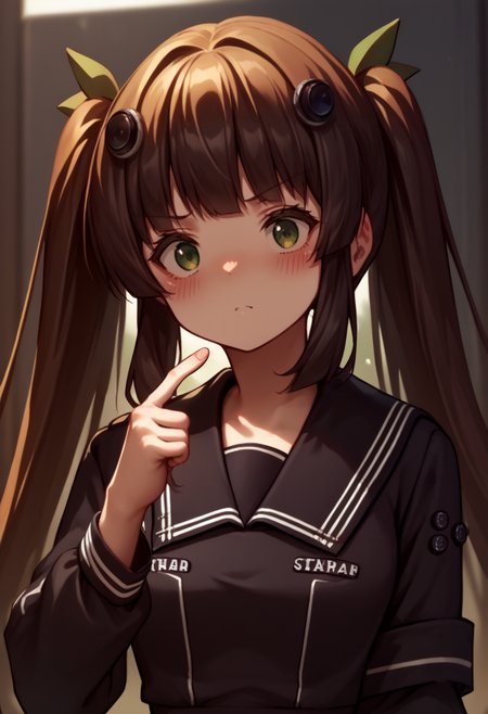 score_9, score_8_up, score_7_up, source_anime, 1girl, single finger pointing, pointing at self, <lora:IndexFingerPointingAtSelf_XLPD:1>, upper body, blush, <lora:consolegirls_steamdeck_ponyXL:0.8> steamdeck, twintails, black dress, sailor dress, long sleeves,