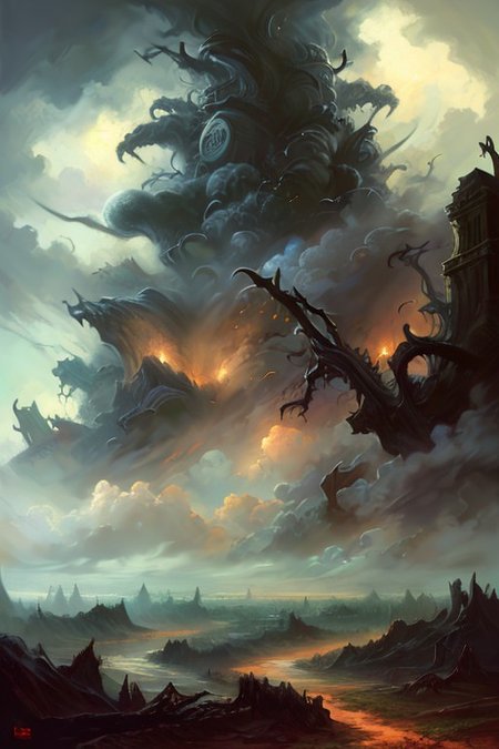 hyperrealism oil painting, ghost of the castle,
thunderstorm, and many small clouds, and slightly cloudy, fantasy forest,
an expansive ancient forest, featuring towering oaks, diverse wildlife, a variety of flora,FanRu,guiguai,
{dawn|dusk|night},