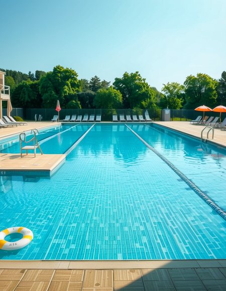 A large public swimming pool on a sunny day, completely empty of people. The clear blue water is still, reflecting the bright sky. Sunlight creates shimmering patterns on the tiled pool floor. The pool deck is lined with neatly arranged lounge chairs and colorful umbrellas. A lifeguard chair stands vacant at the poolside. Surrounding the area, lush green trees and well-maintained landscaping add a sense of tranquility. The atmosphere is calm and serene, with no movement except for the gentle ripples in the water.
<lora:SDXLFaeTastic2400:0.4> <lora:extremely_detailed:0.4> extremely detailed, <lora:public_swimming_p00l:1>,public swimming p00l, Masterpiece,best quality,hi res,8k,hi res,8k,award winning,(sharp focus, intricate, highly detailed),