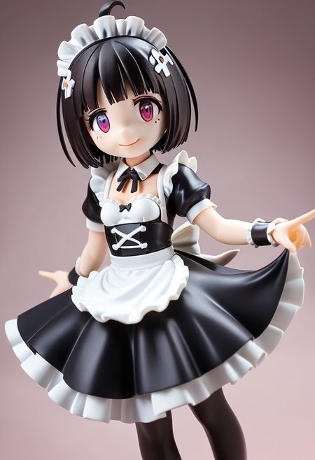 (score_9,score_8_up,score_7_up,score_6_up,score_5_up), 1girl, solo, <lora:chika.pony:1>, chika, black hair, maid costume, pantyhose, black pantyhose, thigh, small breast, shiny skin, looking at viewer, smile,