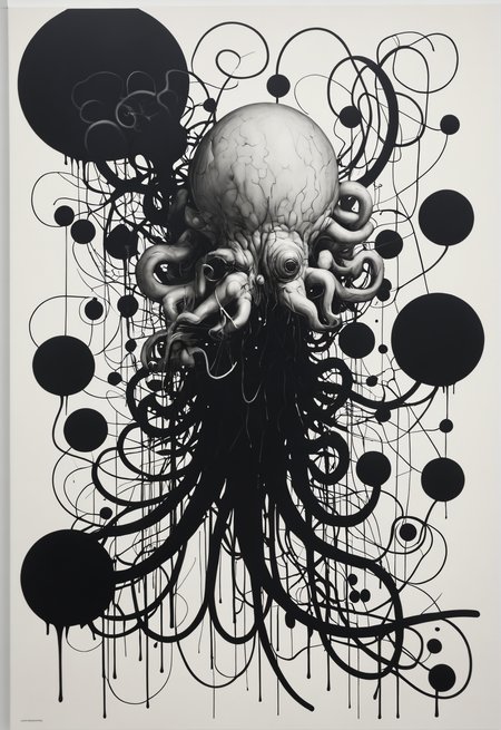 absurd surrealism,  primordial creatures,   clean sharp focus, detailed,Christopher Wool