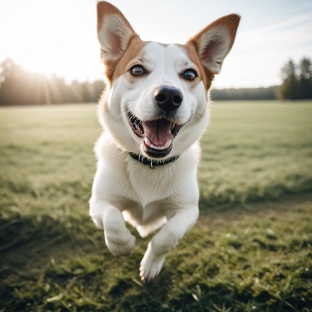 cinematic film still photo,  happy dog <lora:Meme_soph-PhotoBombv2-SDXL:1>, cfb, field running . shallow depth of field, vignette, highly detailed, high budget, bokeh, cinemascope, moody, epic, gorgeous, film grain, grainy