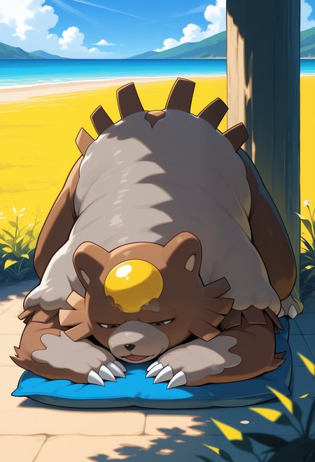 masterpiece,best quality,amazing quality, 1boy, solo,  luna, pokemon (creature), sleeping,  

sunshine, outside,
