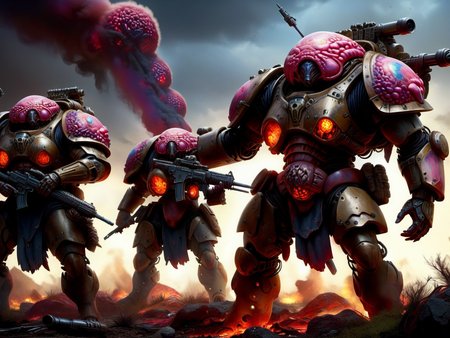 <lora:TechPunkAIv2Pruned:.9> TumorPunkAI  heavy infantry (Highly detailed, amazing fantasy setting), (Shiny Impressive lighting), (Colorful, Ultra Realistic, High quality, Highly detailed, Sharp focus, 8K UHD, Art photography), (trending on artstation)