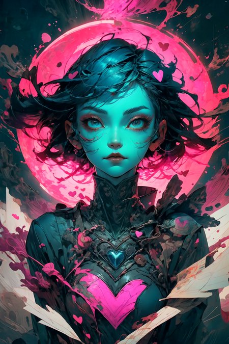 illustration, cartoon, soothing tones, calm colors, (solo:1.1), a digital arf of a undead girl, (pink, heart, love:1.1), wounds, (deathcore:1.2), mistery pink forest, extreme detail, paper texture, 2d, (pascal campion:0.38), vivid colors, (painting art:0.06), [eclectic:clear:0.8], slate atmosphere, cinematic,  muted colors, film grainy, lut
<lora:more_details:0.4>
 <lora:Cosmic anime-oil fusion v2:0.45> 
<lora:AnimeVibesV3:0.3> animevibes, 
<lora:3DMM_V11:0.5> 3DMM 
<lora:midjourney_20230624181825:0.7> midjourney ,
 <lora:LAS:0.5> cloud,colorful,
<lora:msw_locon-t2:0.6>
 <lora:wuxia2:0.6> gu,
 <lora:CyberpunkStyleV1:0.2> PunkAI ,
<lora:CatgirlMaidV1.0-000003:0.35> CatgirlMaid, shiny, shiny hair, shiny skin, shiny clothes
