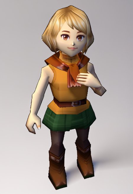 score_9, score_8_up, score_7_up, source_anime, BREAK 1girl, looking at viewer, hand on own chest, <lora:zs_N64ZeldaStyleXL:1> n64zeldastyle, 3d, polygonal, white background, full body, <lora:ashleygraham-pdxl-nvwls-v1:1> reAshley, brown eyes, bangs, red scarf, orange sweater, sleeveless turtleneck, green miniskirt, belt, pantyhose