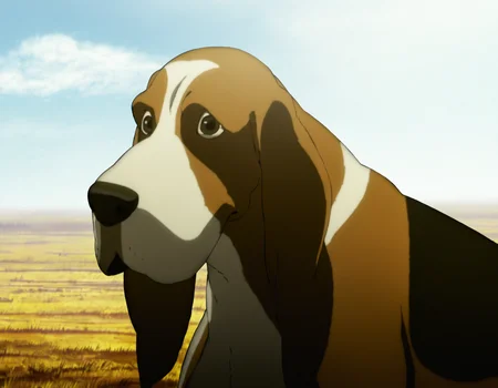 best quality, highres, absurdres, masterpiece,
no humans, dog, basset hound, shadow, cinematic, anime screenshot, outdoors, eyes,
(artist: sabudenego:0.4), (artist: abara heiki:0.4),  (by soejima shigenori:0.4), 
 <lora:GITS 2 innocence Illustrious:0.7>