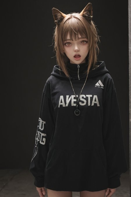 Stable_Yogis_PDXL_Positives, looking at viewer, 1girl, astesia \(arknights\), arknights cowboy shot open mouth <lora:Braces_Only:1.0><lora:ttokgirls:0.2>