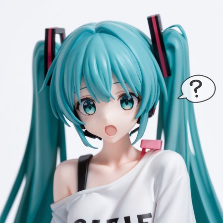 score_9,score_8,score_7_up, <lora:ChannelStyle-000020:1>,hatsune_miku, hatsune_miku_(vocaloid4), channel_(_caststation), 1girl, ?, aqua_eyes, aqua_hair, clothes_writing, english_text, hair_ornament, headphones, long_hair, off_shoulder, open_mouth, parody, shirt, short_sleeves, single_bare_shoulder, solo, spoken_question_mark, style_parody, t-shirt, twintails, upper_body, v4x, very_long_hair, white_background, white_shirt, bocchi_the_rock!, vocaloid, commentary, highres