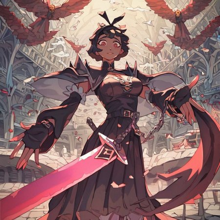 giant sword  of a cute chain-mail girl, magicalgirl
score_8_up  <lora:last-000005:1>