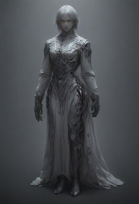 Full body portrait, angry expression, looking at camera,  standing, feet visible, normal human proportions,
man, tall smart person, royal soldier, royal military, regal being,
ornate uniform, (white and gold porcelain royal celestial clothes), holding scifi weapon, mechwear, commando uniform, crystal details in armor, crystal ornate earrings, crystal jewelry, details fractal armor,
((((crystallization of the face)))), teeth made of quartz, ((((eyes made of ulexite)))), hair made of Fanlike acicular-fibrous crystal groups, thin crystal hair, flowing white fractal hair, large perfect eyes, crystal iris, eyes made of crystal, ((white porcelain skin)), (white_skin), glowing clear eyes, celestial eyes,  interweaving techno-anatomical and fractal elements, Ellen Jewett's intricate sculptural craftsmanship, no eyebrow hair,
dynamic lighting highlighting multifaceted textures, cinematic post-processing for an exquisite visual narrative, breathtaking surreal masterpiece,
sci-fi royal palace setting, single source lighting, low light setting, dark room, intense lighting,