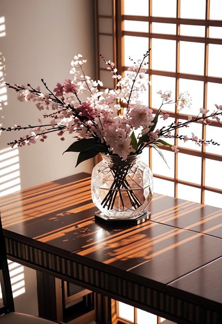 (in the style of Nakitumi Nayashi:2.2), flowers on the table, ultra detailed  <lora:Nakitumi-Nayashi-style:-1.5>  <lora:XL-xartretrodeco-final:0.5> xartretrodeco, sunrays, geometric thermionic shadows