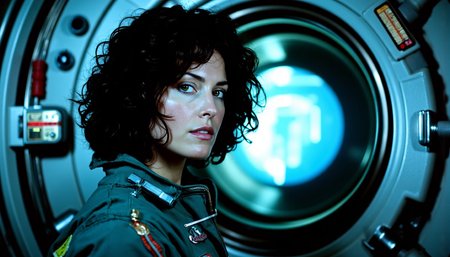 nostromo style,
woman wearing jumpsuit, airlock, science fiction, horror,

extremely detailed:1.2, sharp:1.2, bold outlines,

sharp focus, detailed face, clear eyes, Detailed perfect hand