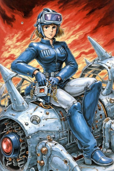 miyaha1 manga illustration. 
A striking, futuristic scene depicts a woman dressed in sleek, form-fitting leather attire, sitting confidently atop an open power suit, inspired by the cyberpunk aesthetics of Masamune Shirow. The power suit, a blend of advanced technology and military-grade armor, features intricate mechanical details, exposed wiring, and a robust, yet streamlined design. The woman, wearing a cutting-edge VR headset, exudes a sense of control and mastery over the machine beneath her. Her posture is relaxed yet commanding, with one hand resting on the suit's metallic surface and the other casually holding a piece of advanced tech.  <lora:miyaha1_cap_d6a3e12:1.0><lora:818052405288655945:0>