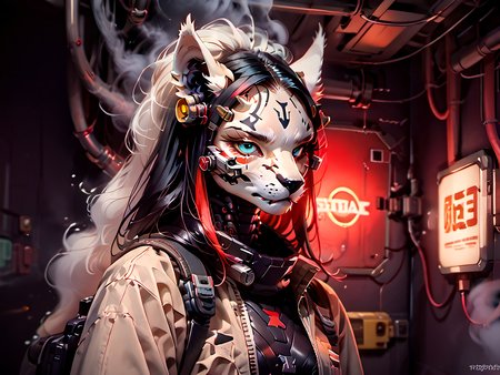 score_9, epic-Ultra-HD-details, epic-Ultra-HD-highlights, photo-same-realistic upscaled-resolution, source_pony, ultra-realistic, photo-quality, furry-characteristics, source_furry, 1girl, female, solo, miyu, furry, space  pilot suit, ,beige trench coat,  serious,  looking at you, walking, side view, raining, noir film, neon lights,  43stl1ght1ng,  low light, darkness, dramatic lighting, eye lighting, black room:1.2, smoke, <lora:43stl1ght1ngXLP2:1>  <lora:Miyu_Swift_v2:.8>, Vintage, 1990s \(style\),  <lora:OldAnimeStyle_XL_v3:.6>,  cyberpunk,  science fiction, robot, mecha, mechanical parts, cyborg, spine, mechanical,  <lora:BioPunky:1>, ZPDXL
