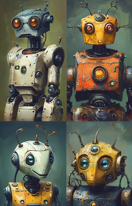 masterpiece,best quality,<lora:tbh266-sdxl:0.9>,illustration,style of Bestiary portrait of Housework robots