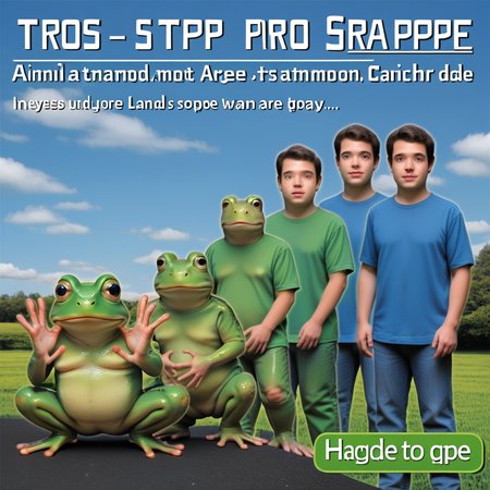 <lora:Animorph_-_pony:1> animorph, boy, (morph:1.2), (frog(pepe, meme)), left to right transformation, multiple people, 5 stage transformation, gradual transformation,  book cover
