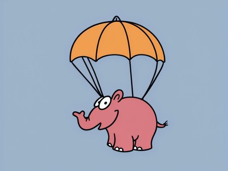 <lora:Ottifant_sdxl:0.5>  Ottifant smiling, parachute