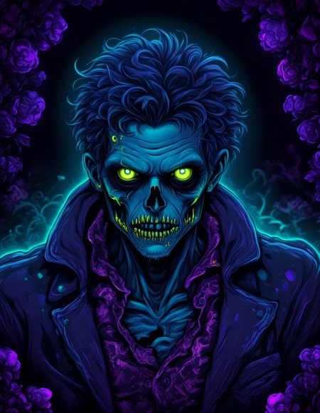 novuschroma80 style zombie man  looks curious  blacklight art <lora:novuschroma80 style:1>