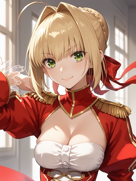 score_9, score_8_up, score_7_up,source_anime,BREAK,
light smile,  nero_claudius_fate, <lora:nero_claudius_fate:1>