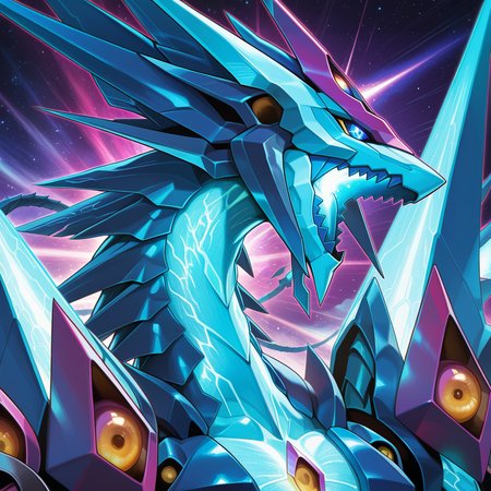 no humans,open mouth,sharp teeth,solo,upper body,space,galaxy-eyes prime photon dragon,close-up,portrait,1other,blue mecha dragon,
masterpiece,best quality,amazing quality,very aesthetic,absurdres,newest,<lora:Galaxy-Eyes Prime Photon Dragon illuXL v2.3:0.77>,