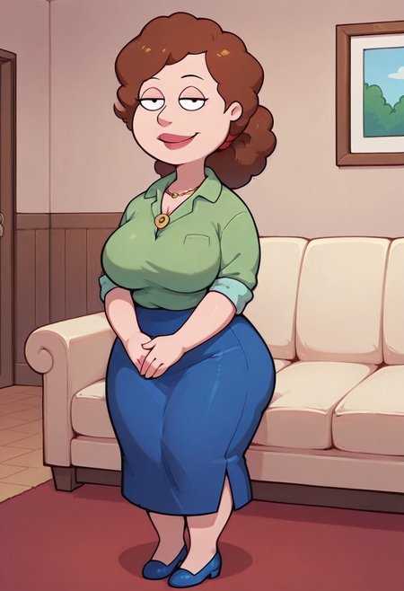 score_9,score_8_up,score_7_up,score_6_up,best quality, 1girl, solo, living room, couch, indoors,
BREAK
unnamed girl, brown hair, black eyes, (mature female:1.5), (plump:1.2), large breasts, gigantic ass, gigantic hips, green sweater, rolled up sleeves, blue skirt, navy blue shoes, own hand together, smile, looking at viewer, long skirt, half-closed eyes, necklace,