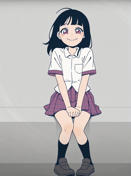 masterpiece,best quality,amazing quality,very aesthetic,absurdres,newest, huge filesize,
<lora:spo_sdxl_10ep_4k-data_lora_webui:0.5>,
<lora:add-detail-xl:1> anime coloring, flat color, 
<lora:DiDiDaDaDonDonDa:1> DiDiDaDaDonDonDa,
D_girl,
1girl,
solo,
black hair,
skirt,
smile,
shirt,
white shirt,
socks,
shoes,
short sleeves,