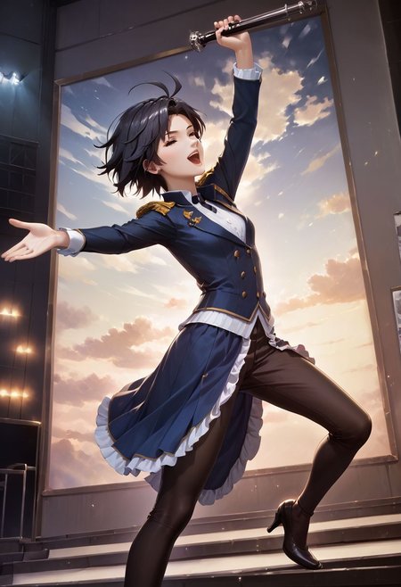 score_9,score_8_up,score_7_up,score_6_up,source_anime, <lora:Worldly_XL:1.10> (rock concert:1.6),
1girl, solo, full figure, dynamic pose, singing, dancing, <lora:KikuchiMakoto_pony_v1:0.9> kikuchi makoto, kkcmkt, short hair, black hair, antenna hair, hair between eyes, black eyes, flat chest, small breasts,  (idol clothes, long legs:1.2), delicate strappy heels,
hands, <lora:detailed_hands:1.05>
<lora:HandFineTuning_XL:0.55>
<lora:loraeyesxl:0.65>
<lora:StS_detail_slider_v1:4>
zPDXL, zPDXL-neg