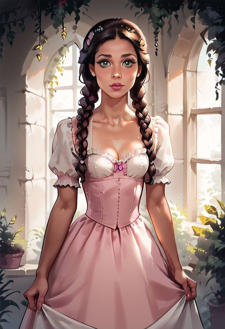 Score_9, score_8, a cute girl, Victorian dress, heaving bison, rating_safe, , Expressiveh, realistic, thotty_jessicaXL