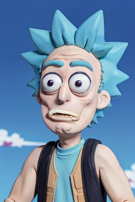 1man, (80's anime style),  <lora:rickSanchezLora_v10:0.4> Rick Sanchez, claymation