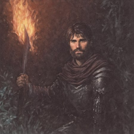 Corluka, mtg art style, pale skin, upper part in frame, knight male, near the bonefire, black beard, thick beard, medieval clothing, dark clothes, long sleeves, short hair, sitting near bonefire, face with wrinkles, bruises under the eyes, night dark forest, starry sky, (((film grain))), (warm colors), 1990s fantasy art, (by Jeff Easy, by Julie Bell), solo, 1man <lora:corluka_sdzl:1> <lora:mtg_art_style_sdxl:1>
