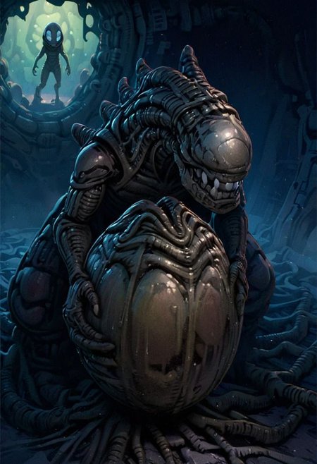 extremely cute xenomorph holding black xenoegg, pixar art, disney art, pixar, beautiful, adorable, 8k, detailed, intricate details