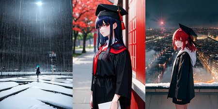 highly insanely detailed, masterpiece, top quality, best quality, highres, 4k, 8k, RAW photo, (very aesthetic, beautiful and aesthetic), 
__lazy-wildcards/subject/costume/graduation_robe/prompts__, 
<lora:gradgown:0.6>, 
(1girl:1.3), solo focus, 
(__lazy-wildcards/char/haircolor__), 
__lazy-wildcards/dataset/background__, 
__lazy-wildcards/subject/moment/random/prompts__âââ