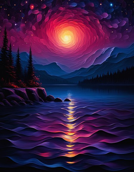 novuschroma82 style Starry Night  as a painting <lora:novuschroma82 style:1>