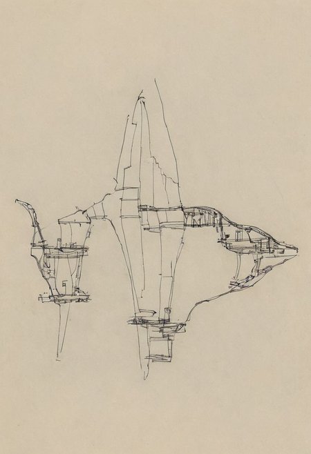 a professional hand sketch of architecture,
(POV view , DOF, first people view from the entrance, low angle shot:1.4),
(Ancient civilization, Alien Prometheus movie scene, dune movie scene:1.5), (The colonial city of the future, in the mist-filled Grand Canyon, on an unknown Earth-like planet, 2 moon on sky, Spaceship flight connects colonies, waterfulls:1.3), (Machu Picchu, a mountain settlement, incredibly spectacular:1.2), (Mario Botta:1.3), (avant-garde, future, reality, science fiction, photorealistic), (modern architecture:1.2), White limestone with black granite, fountain, waterfall, landmark, square, path, narrow street,
(Large Files, Ultra Realistic, 8K, 16k, FHD, HD, VFX, Perfect, Photography, composition, Architecture Sales Photography, Architecture Competition, Ultra High Resolution, Cinematography, High Resolution Image:1.1), (dramatic lighting, direct sunlight, ray tracing, clear shadow:1.2),  (real landscape:1.1), (blurred background:1.0), (urban background, more_details) ,
great lighting, extremely detailed, hillscastel, Neo Classic, Architecture sketch