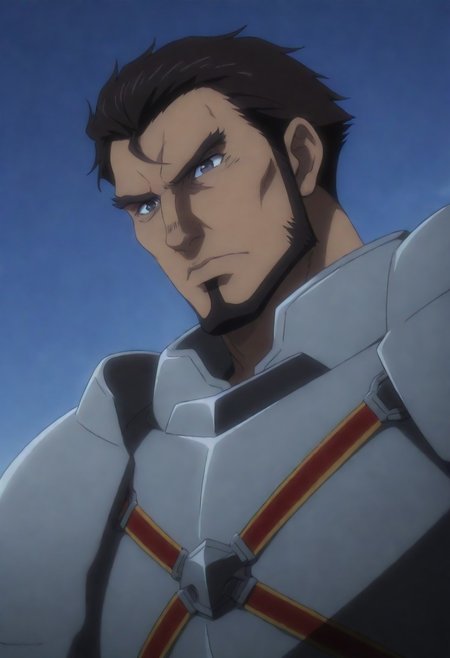 score_9, score_8_up, score_7_up, score_6_up, source_anime\(Overlord\), perfect anatomy, perfect proportions, best quality, masterpiece, high-resolution, high quality, aesthetic, absurdres, (male focus), solo male, Gazef Stronoff \(Overlord\), brownish black hair, short hair, sideburns, black eyes, facial hair, chinstrap beard, jawline beard, Warrior Captain Armor\(Overlord\), Gazef's Armor\(Overlord\), breastplate, shoulder armor, forearm armor, brown gloves, adult, mature, masculine, manly, handsome, charming, alluring, serious, upper body, dutch angle, shy,  portrait, headshot, close-up, snow sky
<lora:EMS-432575-EMS:1.000000>
