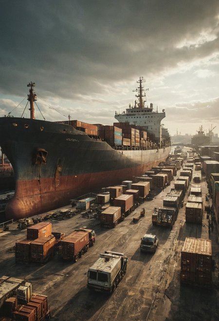 cargo ship being loaded at a port,sunny day
Wide range of colors., Dramatic,Dynamic,Cinematic,Sharp details
Insane quality. Insane resolution. Insane details. Masterpiece. 32k resolution.
<lora:add-detail-xl:0.95> <lora:dvr-lnds-sdxl:0.3> dvr-lnds-sdxl <lora:MJ52:0.25> <lora:ral-apoctvisn-sdxl:0.3> ral-apoctvisn <lora:zavy-cntrst-sdxl:0.35> dark, chiaroscuro, low-key <lora:zavy-rmlght-sdxl:0.41> zavy-rmlght <lora:SDXLFaeTastic2400:0.225>