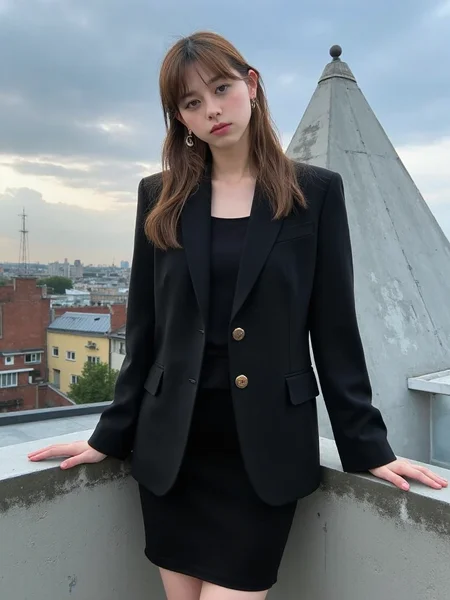There are wonderful studio lights and various reflections,
18yo beautiful cute girl with blushing and female orgasm.skin naturally showing the texture of blood vessels and detailed pale skin,
--,
<lora:Nakajo_Ayami_f1:1>,she is Nakajo Ayami,
(Fitted_blazer:1.4),(Pencil_skirt:1.3),(Pointed-toe_flats:1.2), a elegant girl posing,Cornrows Hair,gradient hair,a city rooftop apiary,epic Detailed illustration vibrant extremely hyper aesthetic,Phase One XF IQ4 150MP,key light,, #ä¼éåå¸èæ¯