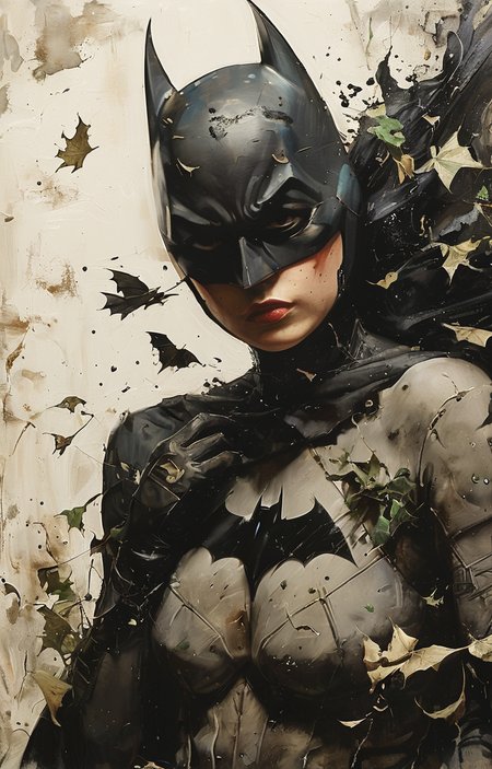 masterpiece,best quality,<lora:tbh223-sdxl:0.9>,illustration,style of Greg Capullo,batman,  tech genius teenage girl