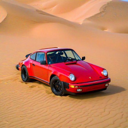 photo of 1980s porsche 911, desert, oldsiemens, dunes