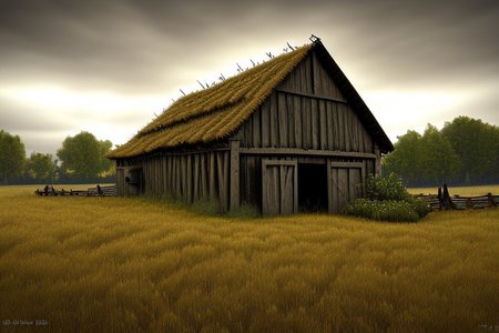RAW photo, (masterpiece:1.3), subsurface scattering, heavy shadow, (high quality:1.4), (intricate, high detail:1.2), professional photography, HDR, High Dynamic Range, realistic, ultra realistic, photorealistic, high resolution, film photography, ambient lighting, atmospheric effects, <lora:detail_slider_v4:2>, OverallDetail,  farm, fields, barn, fence, fantfa, <lora:FantasyFarm:1>
