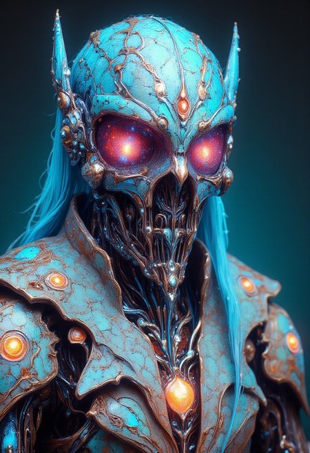 close-up of icy ghostly skeleton king, intricate armor, glowing eyes, translucent skeletons floating, dark ocean, eerie atmosphere, haunting presence, ethereal glow, skeletal details, dark water backdrop,
white colors, cyan colors, little of orange colors